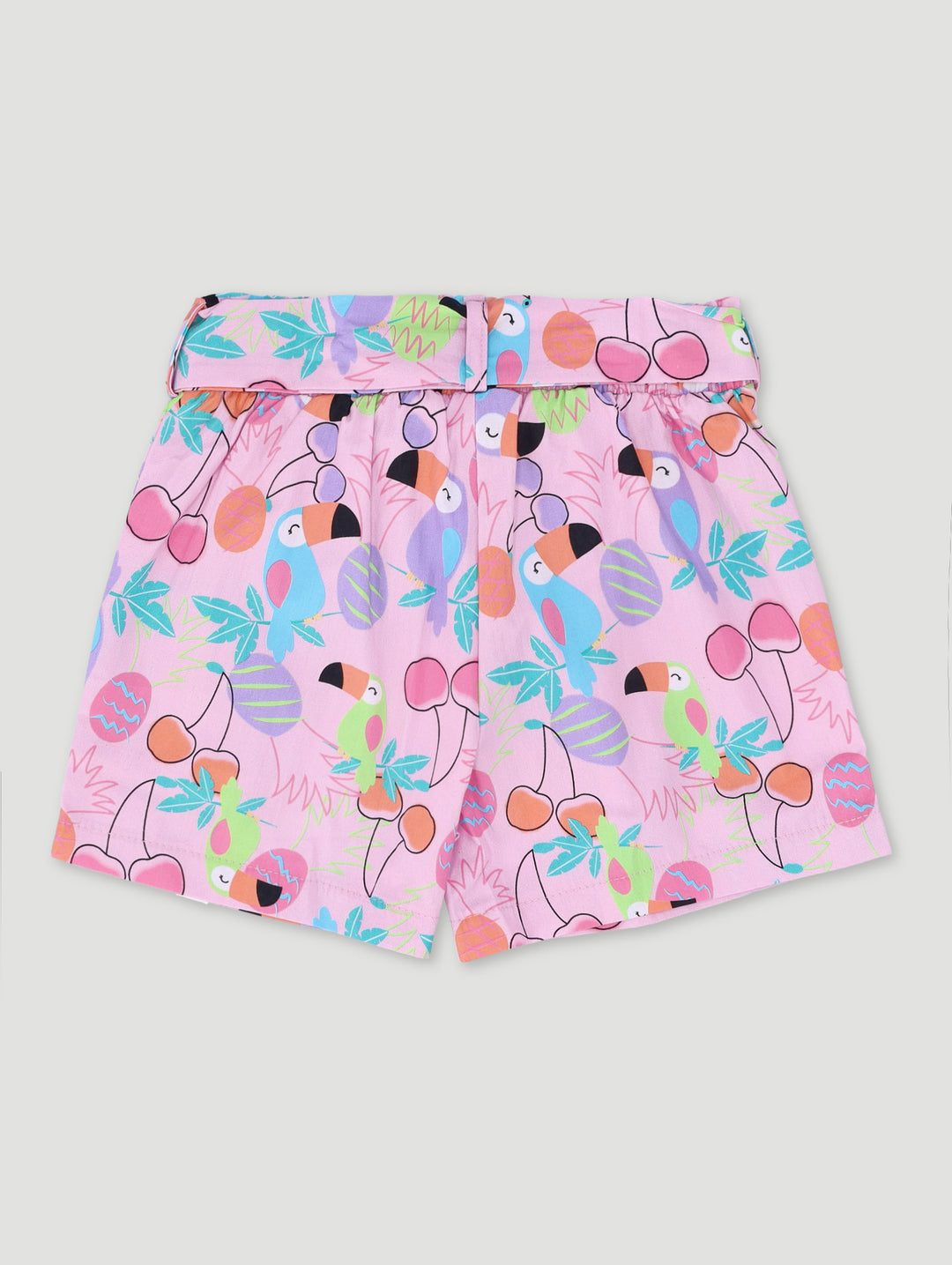 Pre-Girls Paperbag Print Poplin Short - Light Pink