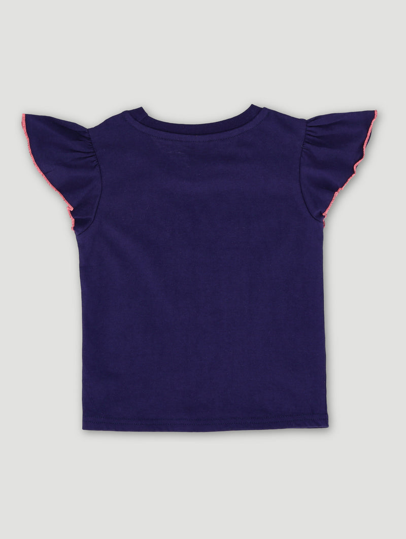 Pre-Girls Butterfly Sequin Tee - Navy