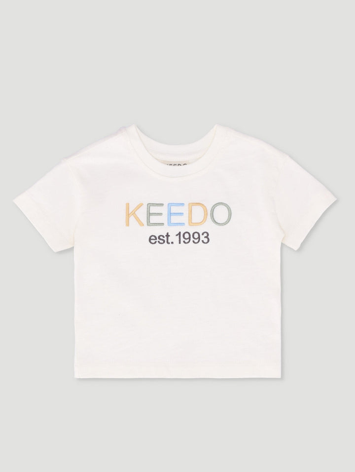 Keedo Unisex Baby Marshmallow Logo Tee - White