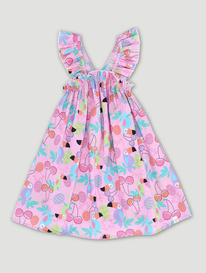 Pre-Girls Printed Poplin Dress - Light Pink