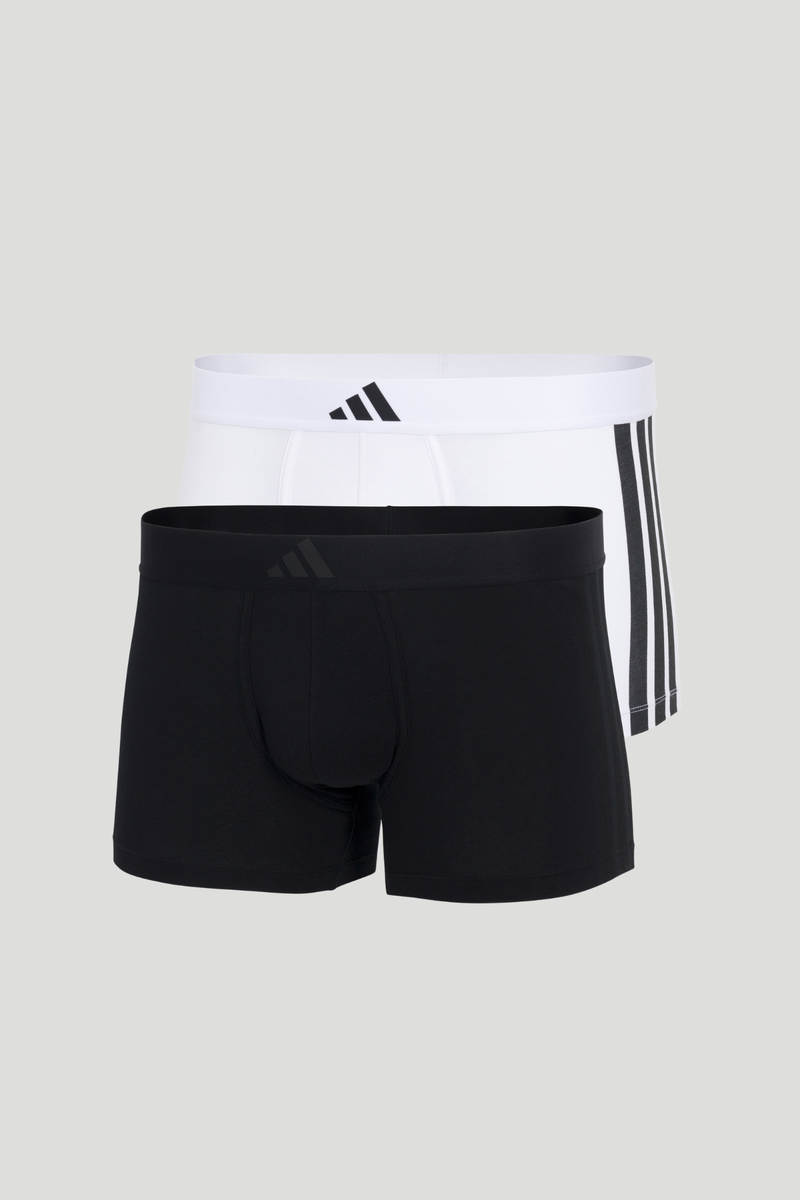 3 Stripe 2 Pack Active Flex Cotton Low Rise - Black/White