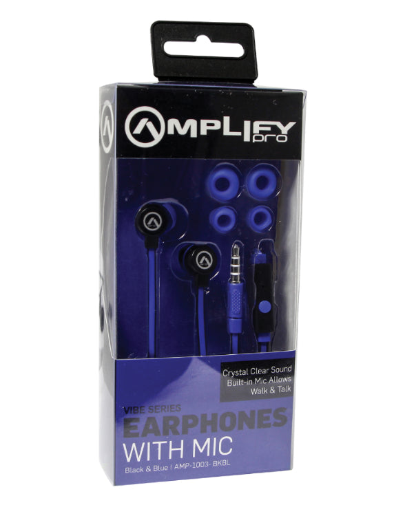 Vibe Earphones with Mic Black & Blue