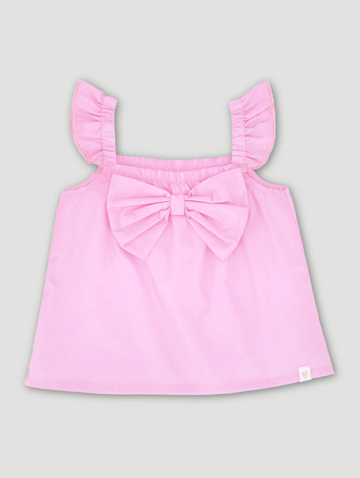 Pre-Girls Butterfly Poplin Strappy Blouse - Pink