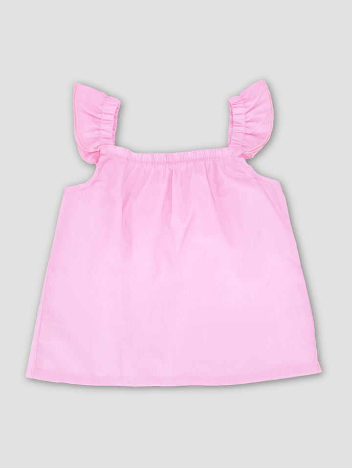 Pre-Girls Butterfly Poplin Strappy Blouse - Pink