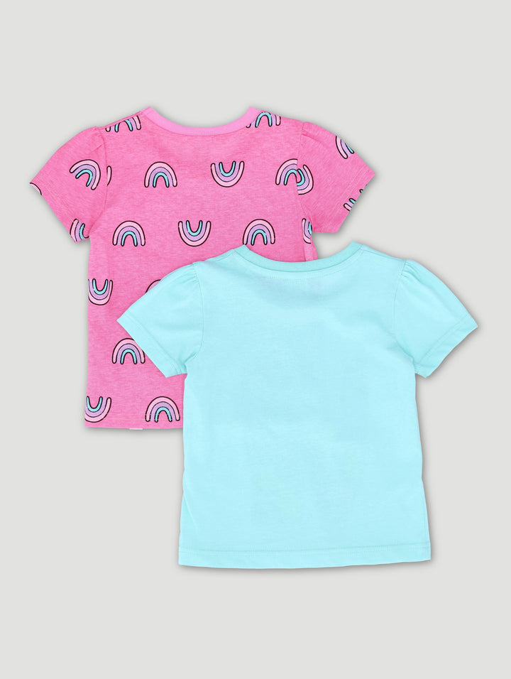 Pre-Girls 2 Pack Unicorn Placement Tee - Sky Blue