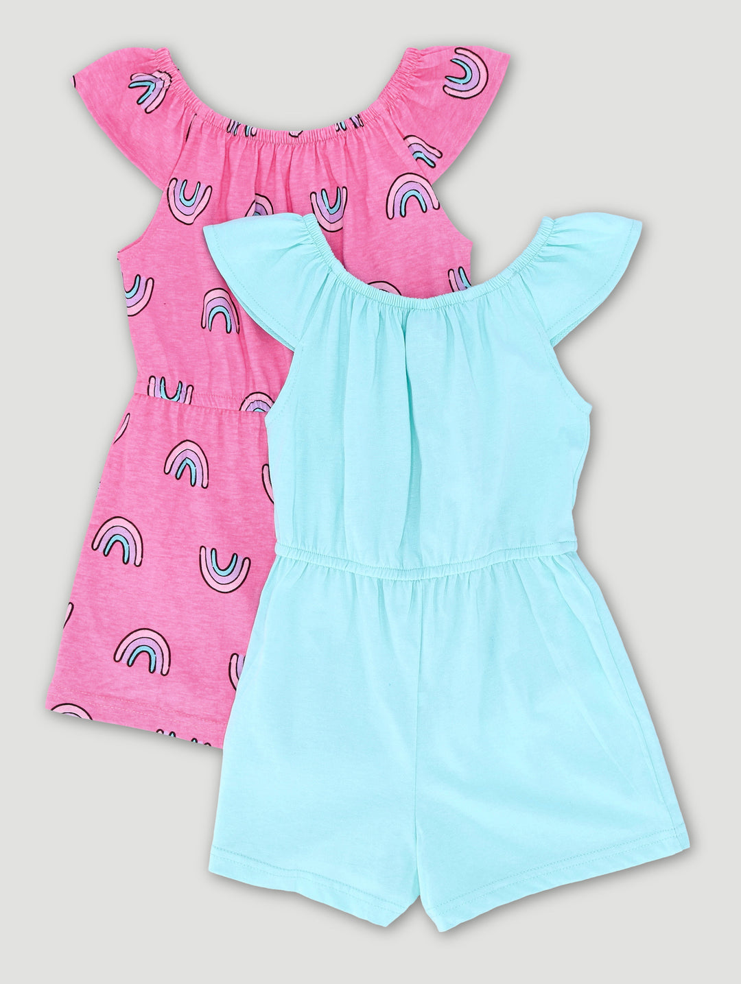Pre-Girls 2 Pack Rainbow Print Jumpsuit - Sky Blue