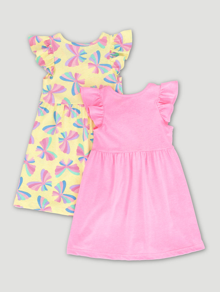 Pre-Girls 2 Pack Butterfly Skater Dress - Yellow