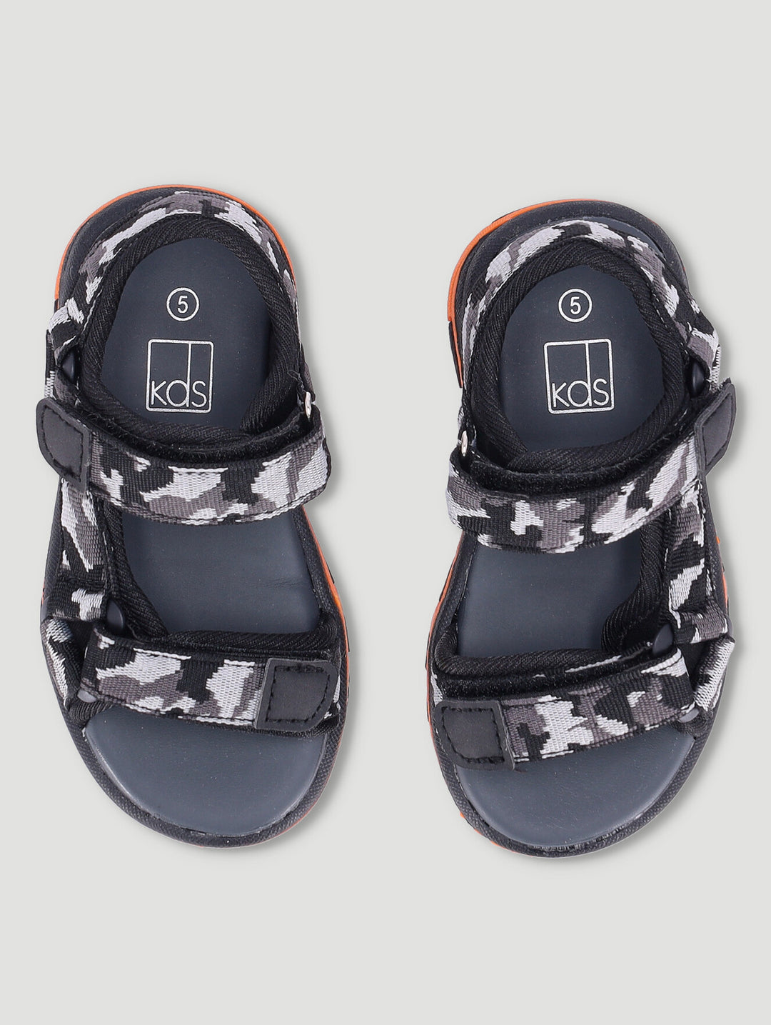 Pre-Boys Camo Open Toe Sandal - Charcoal