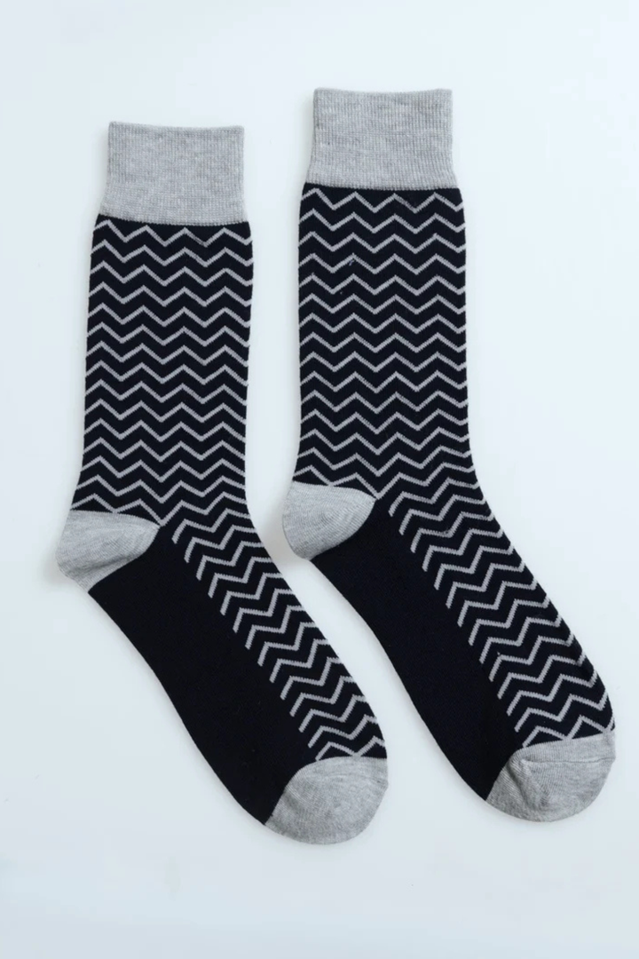 Striped Single Socks - Grey/Navy
