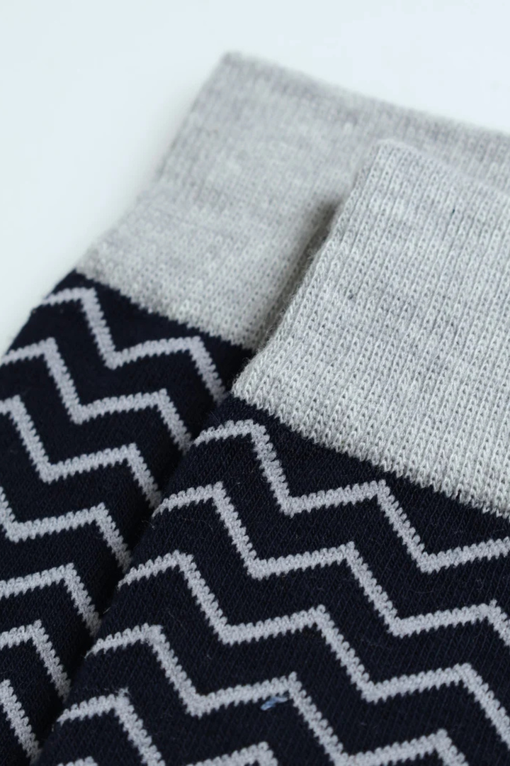 Striped Single Socks - Grey/Navy