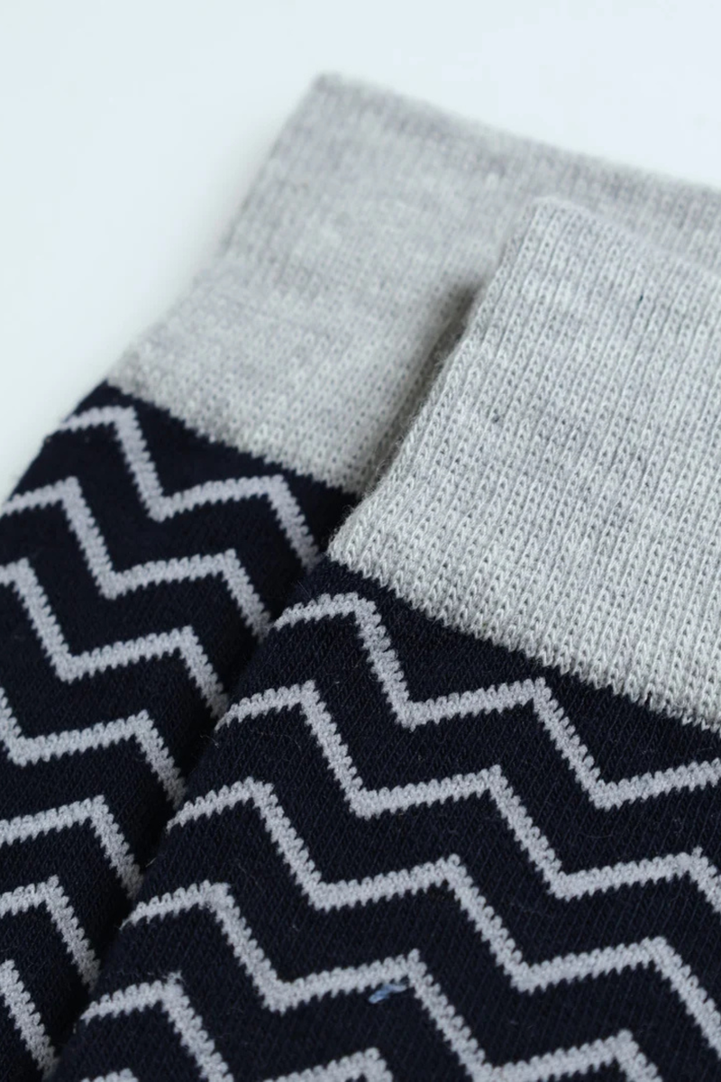 Striped Single Socks - Grey/Navy