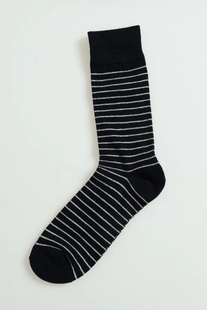Stripe Fashion Single Socks - Navy