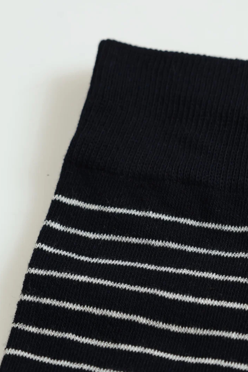Stripe Fashion Single Socks - Navy