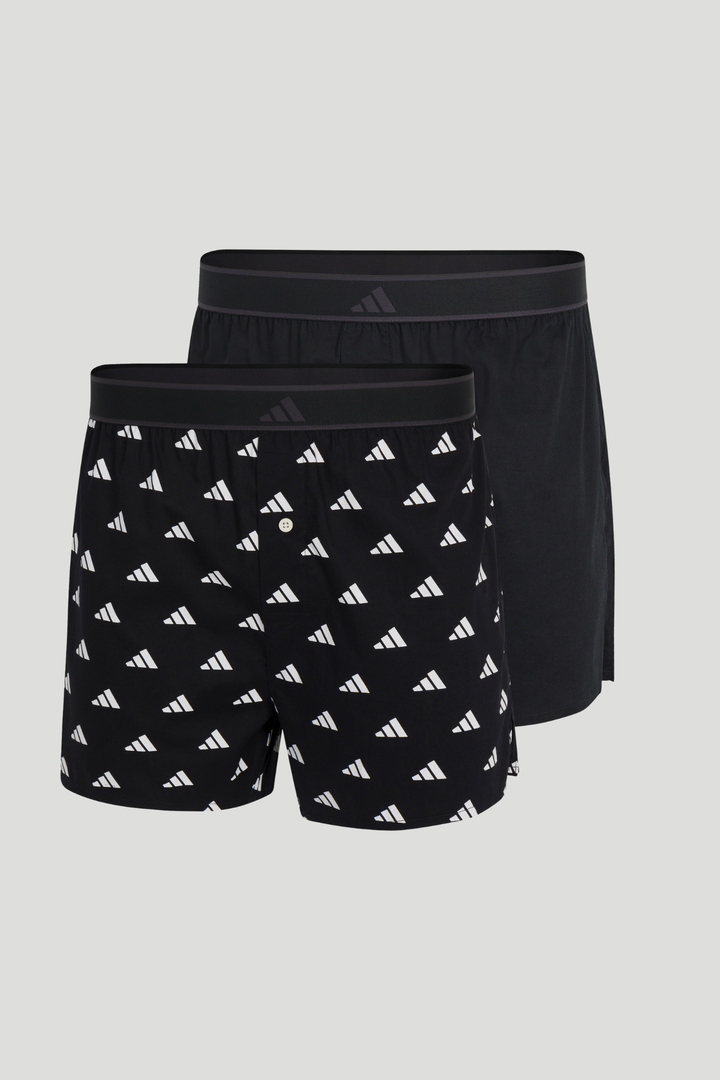 2 Pack Woven Exposed Elastic Boxer - Black