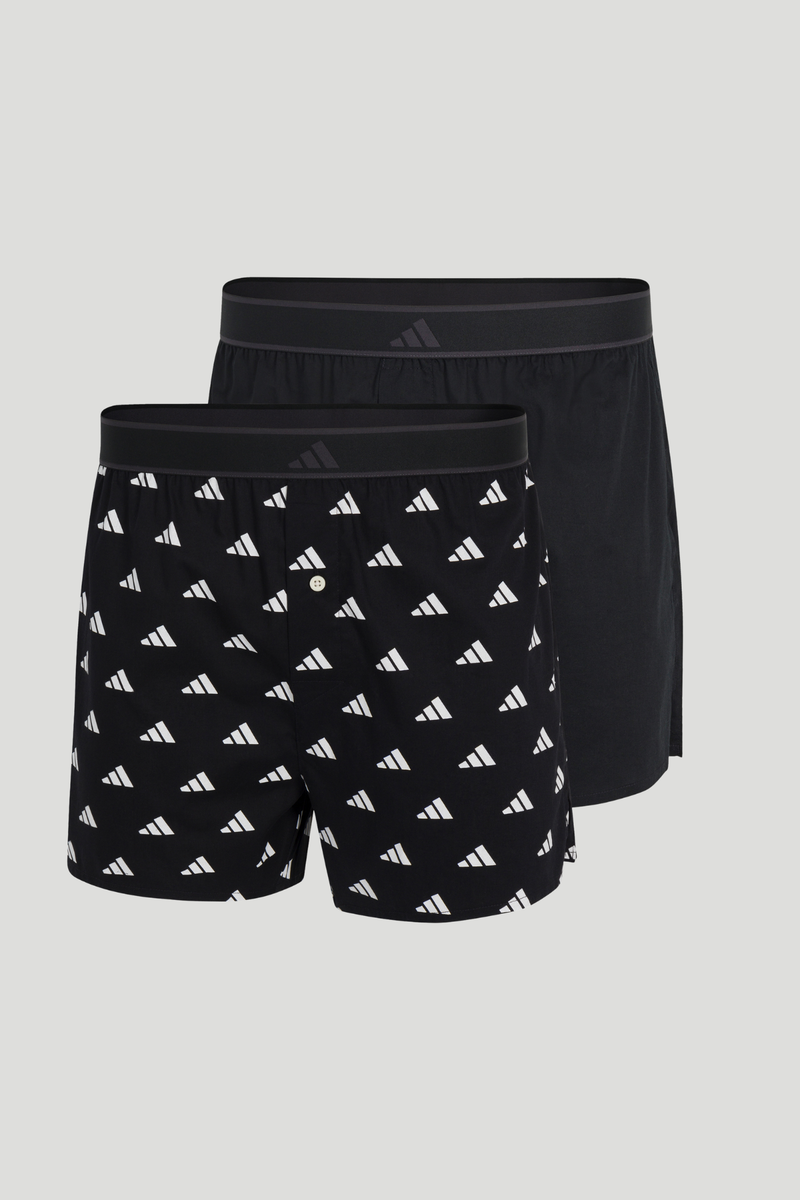 2 Pack Woven Exposed Elastic Boxer - Black