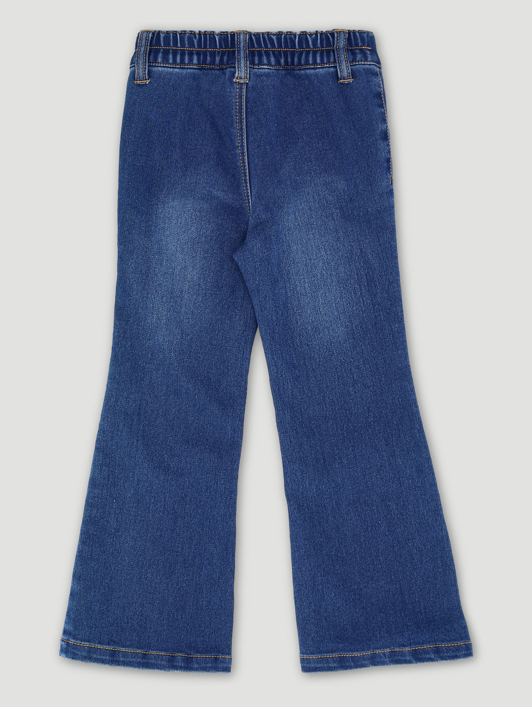 Pre-Girls Crochet Front Pocket Flare Denim - Blue