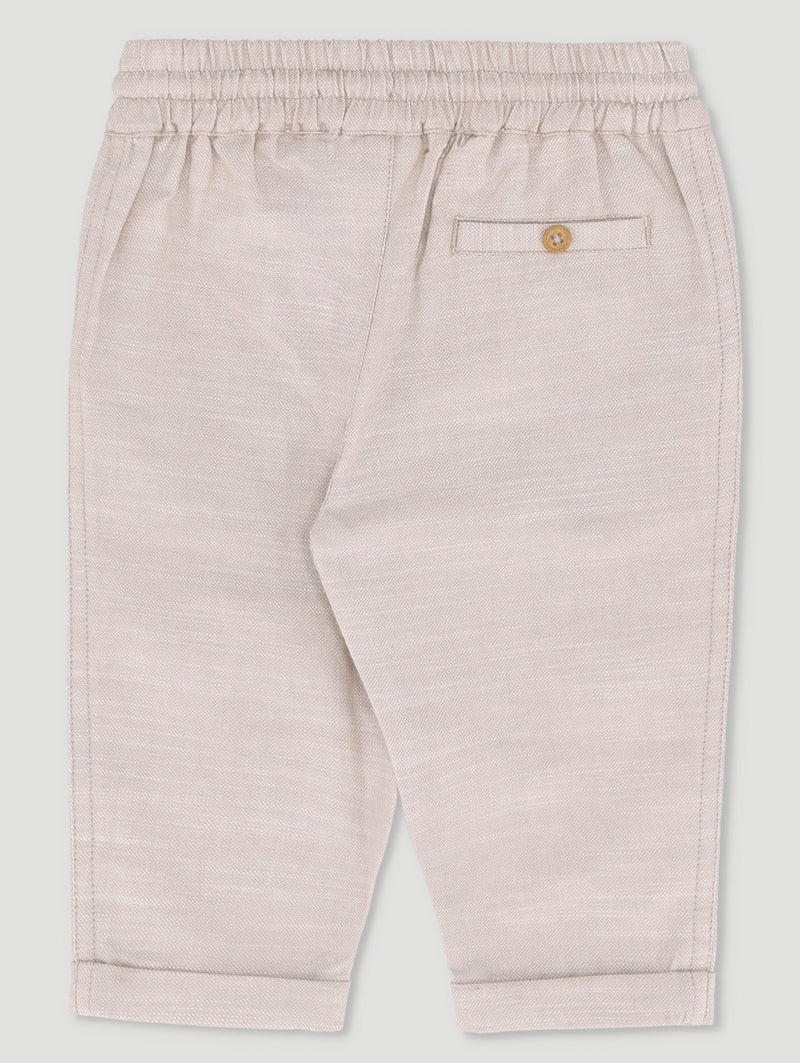 Keedo Baby Boys Premium Linen Soft Pants - Beige