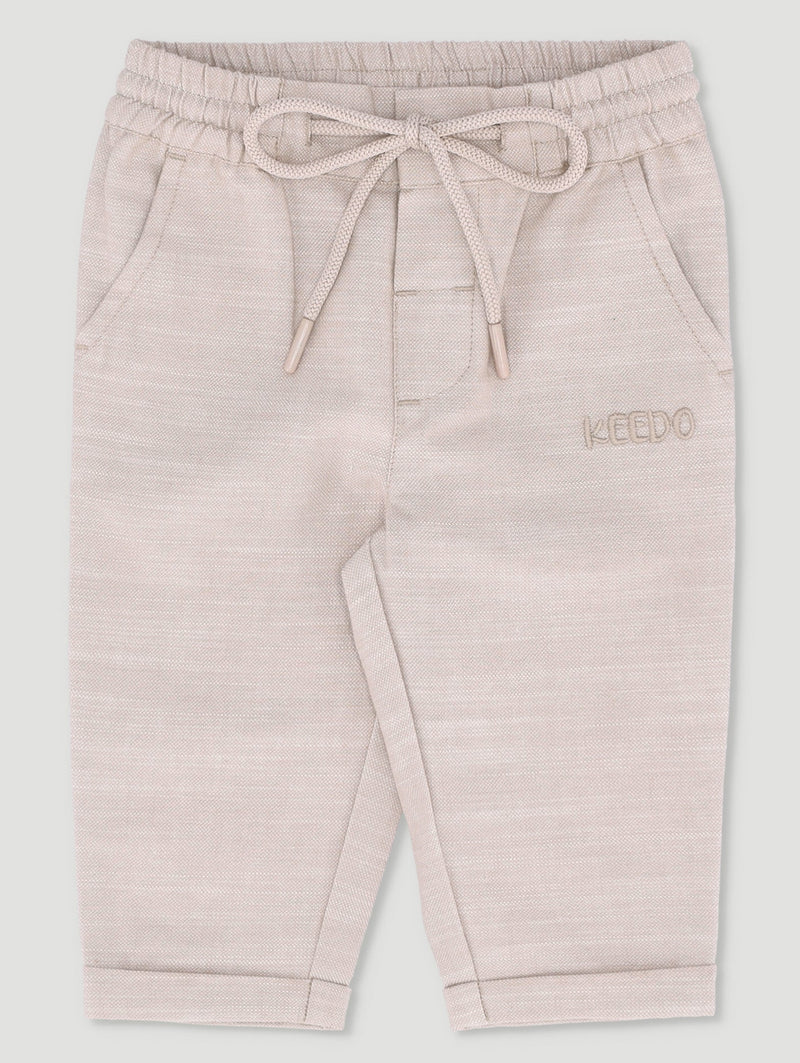 Keedo Baby Boys Premium Linen Soft Pants - Beige