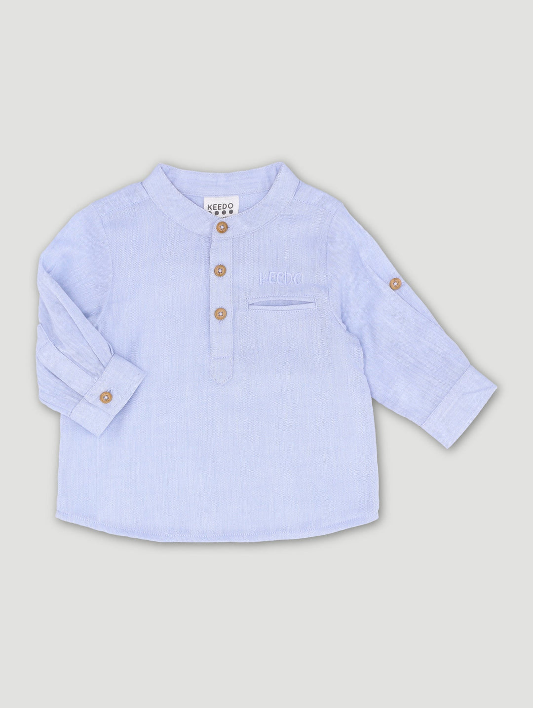 Keedo Baby Boys Premium Embroidered Shirt - Light Blue