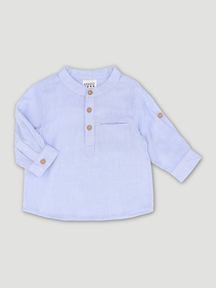 Keedo Baby Boys Premium Embroidered Shirt - Light Blue