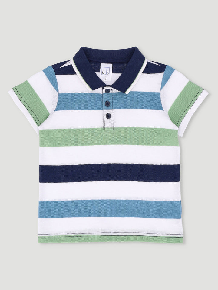 Pre-Boys Stripe Golfer - Blue