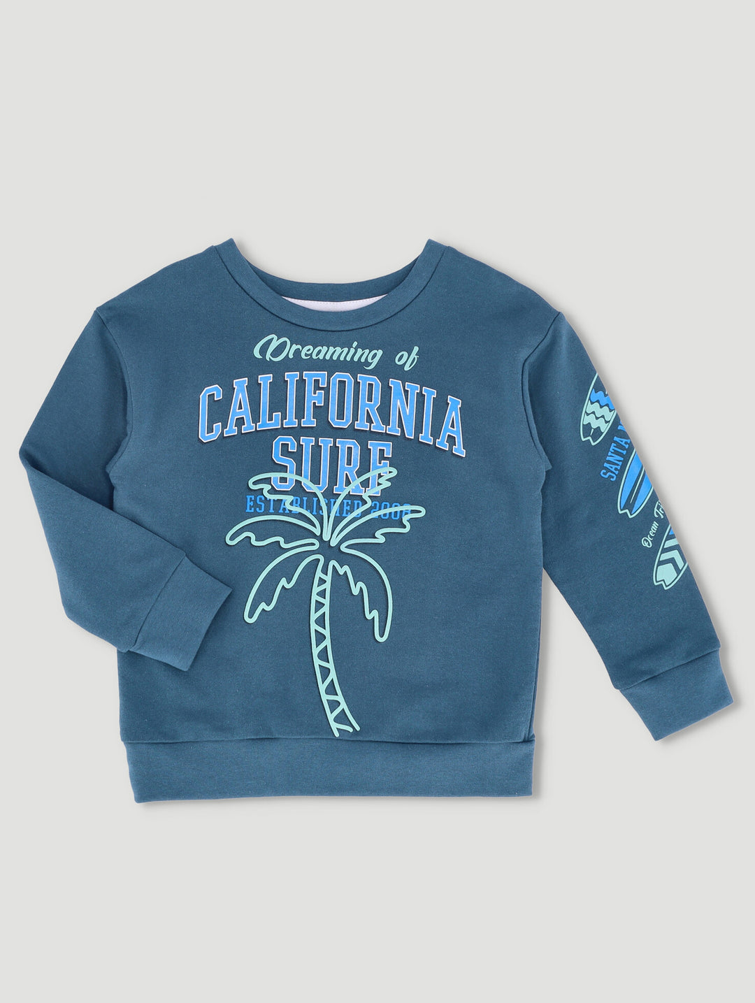 Pre-Boys Surf Fleece Crew Drop Shoulder Top - Blue