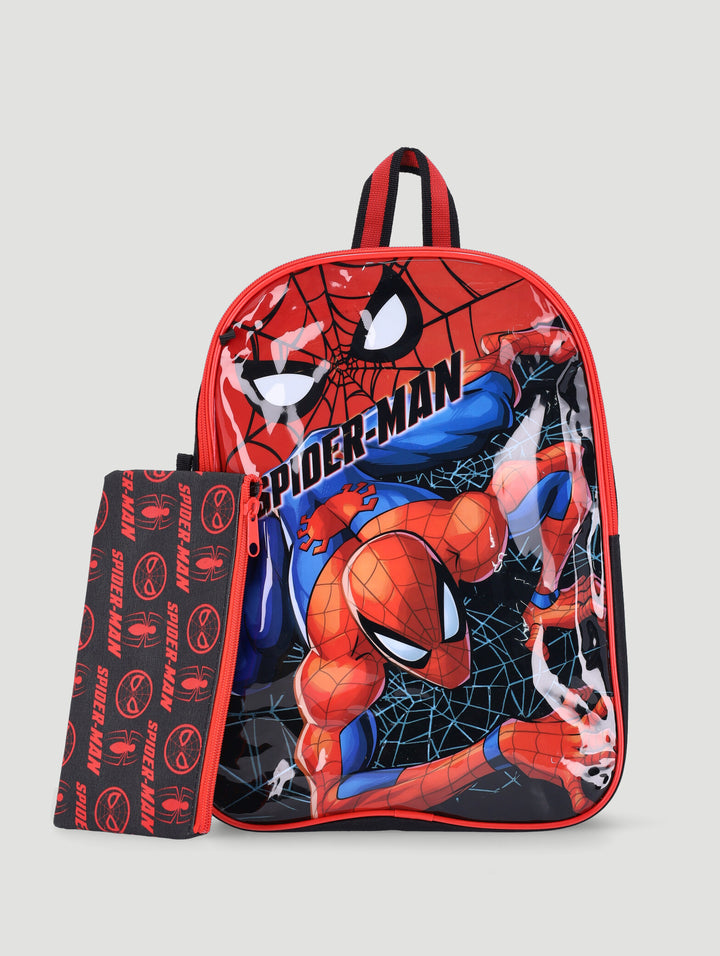 Pre-Boys Spiderman Backpack And Pencil Case - Red