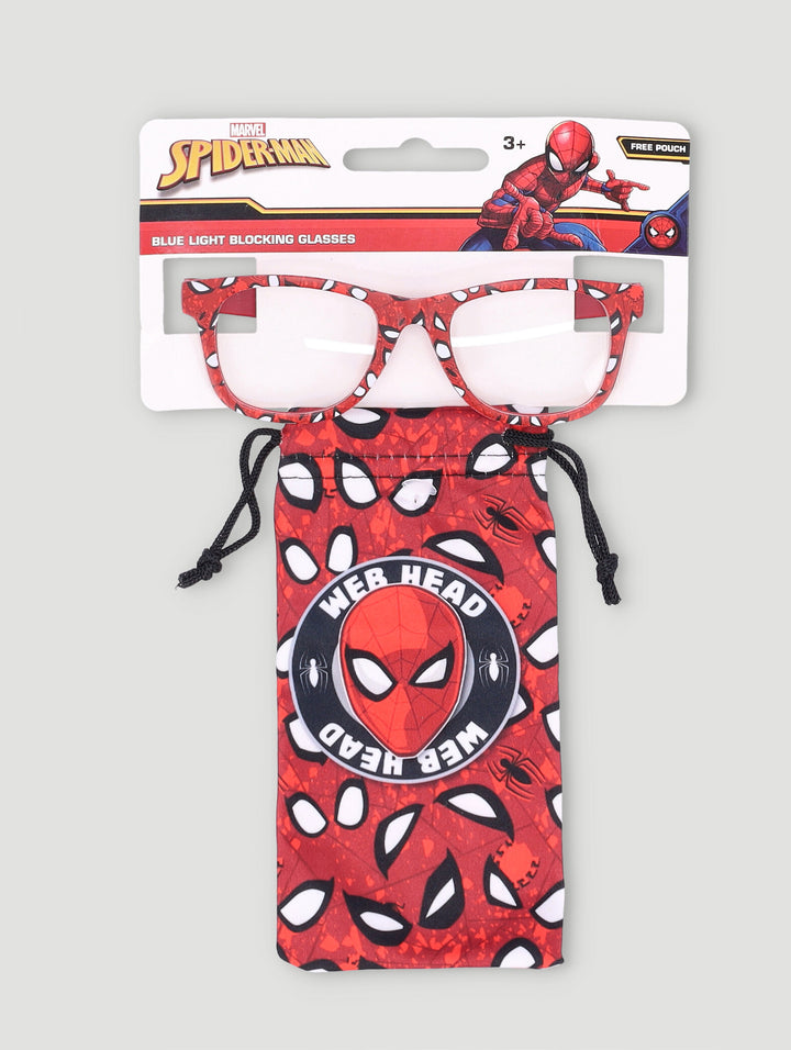 Pre-Boys Spiderman Blue Light Glasses And Pouch - Red