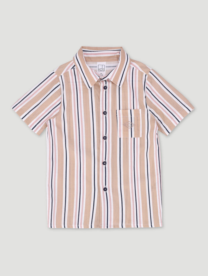Pre-Boys Stripe Woven Shirt - Stone