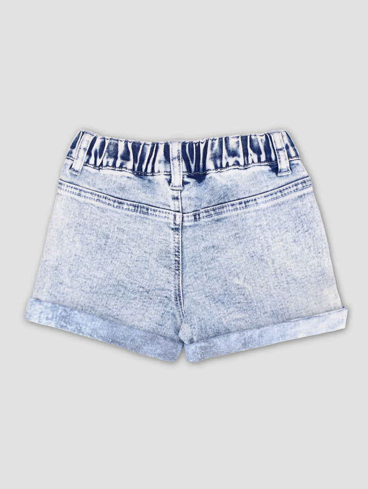 Pre-Girls 3D Flower Short - Mid Blue