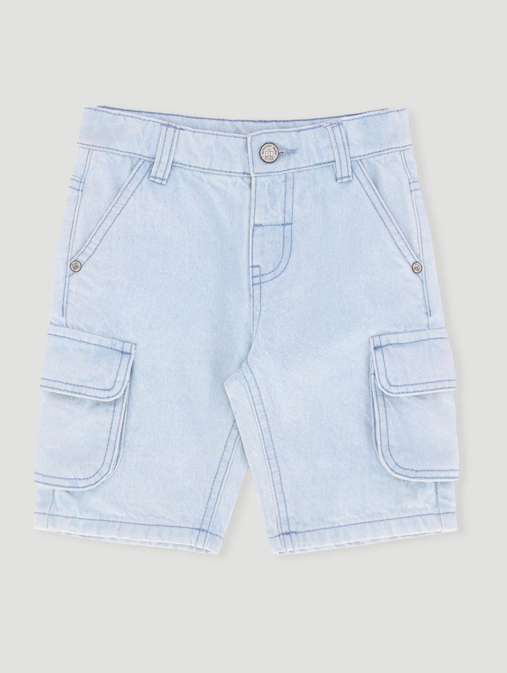 Pre- Boys Cargo Denim Short - Mid Blue