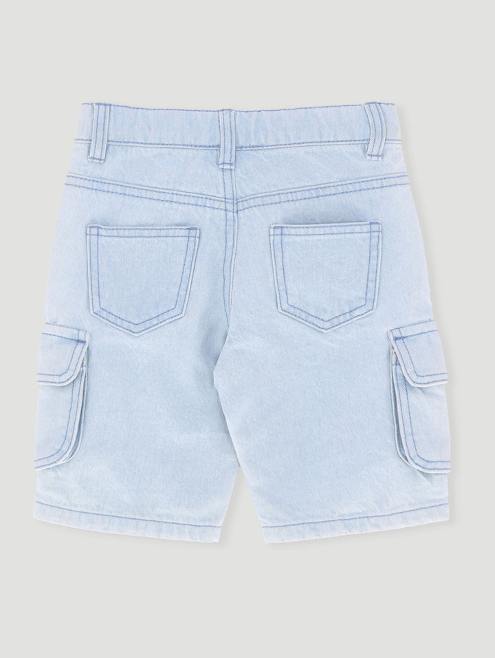 Pre- Boys Cargo Denim Short - Mid Blue