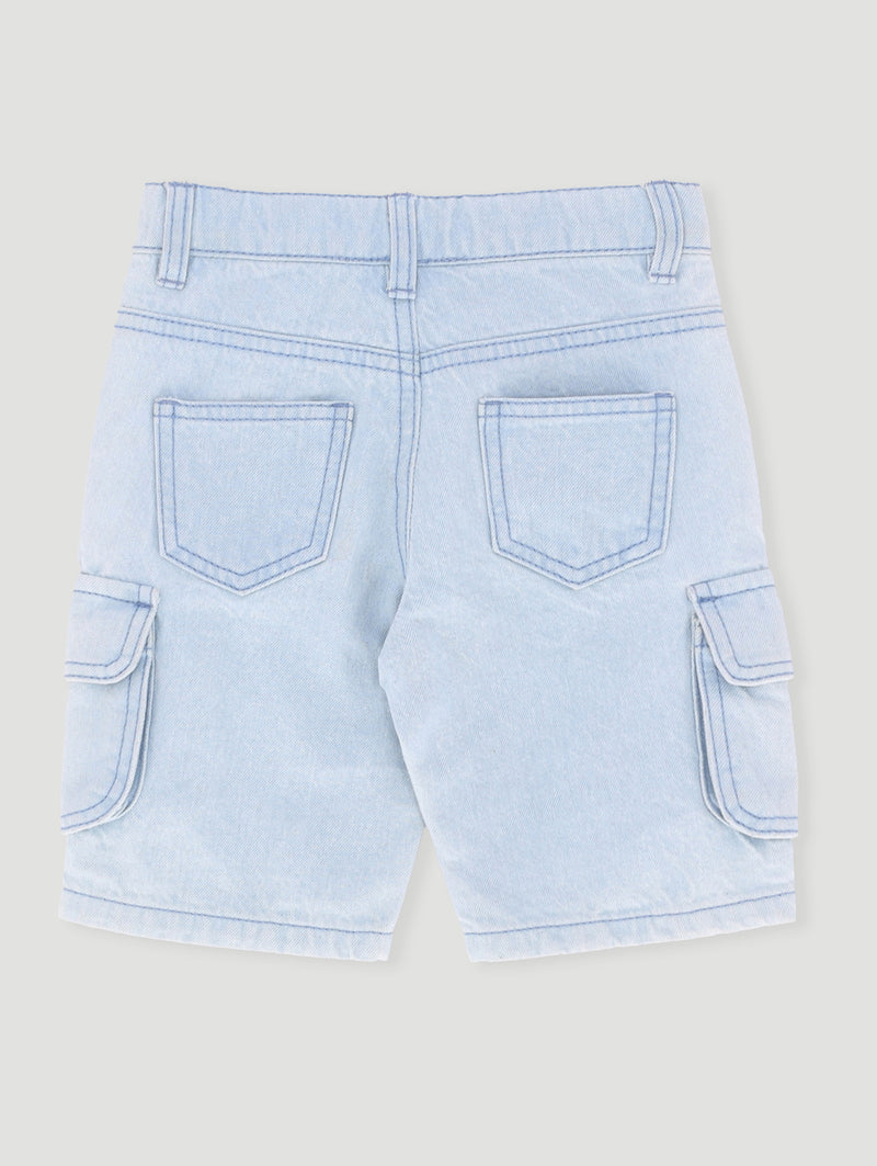 Pre- Boys Cargo Denim Short - Mid Blue