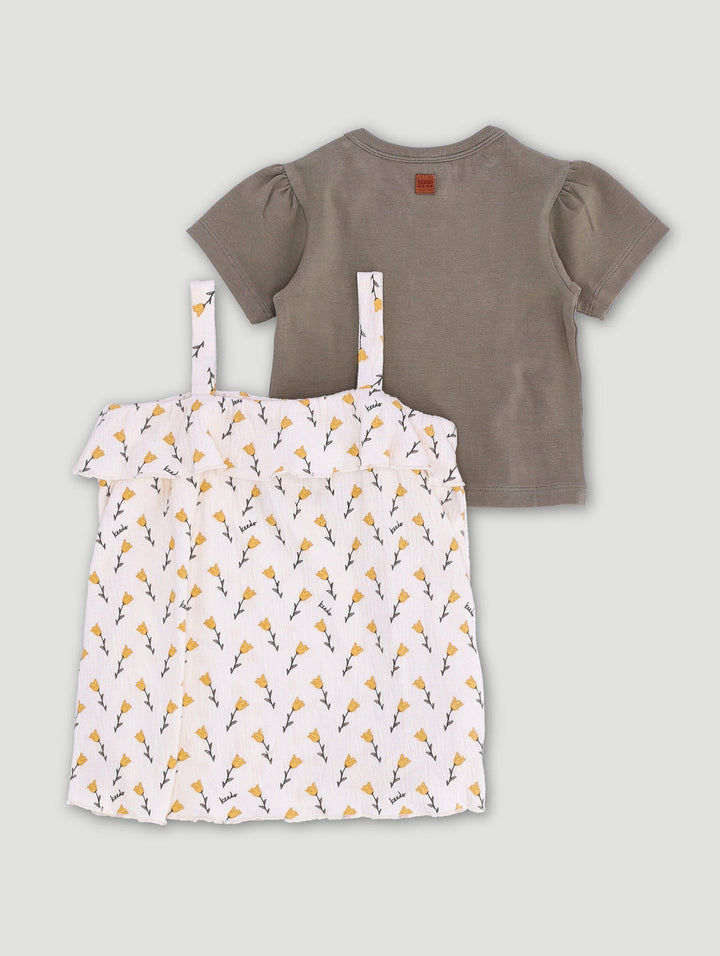 Keedo Baby Girls Bellflower Pinni Dress Set - Cream