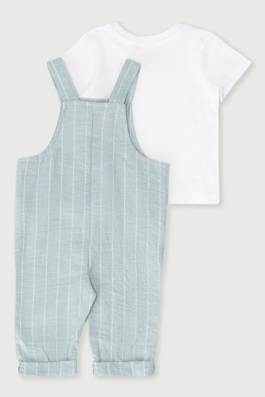 Baby Boys Stripes Dungaree Set - Aqua