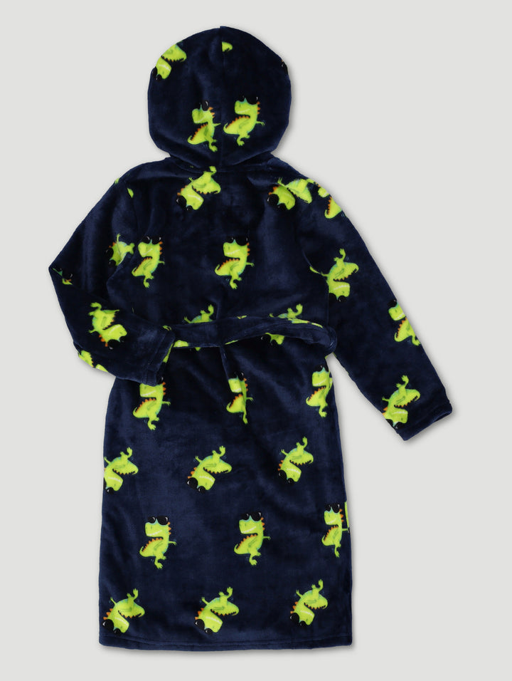 Pre-Boys Dino Print Gown - Navy