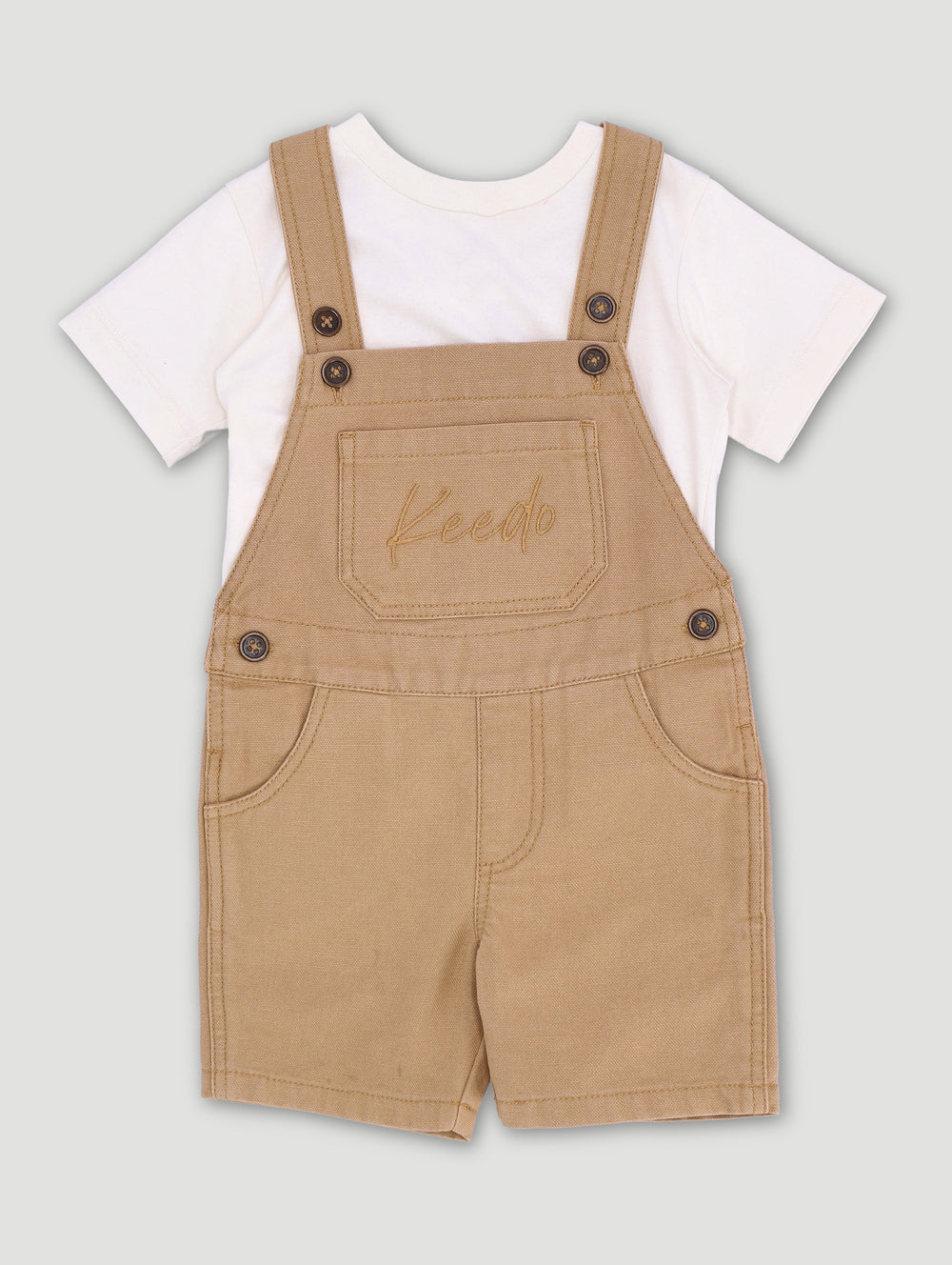 Keedo Baby Boys Brushed Canvas Mid Length Dungi Set - Tan