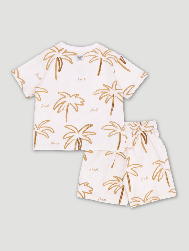 Keedo Baby Boys Palms Tee & Short Set - Cream