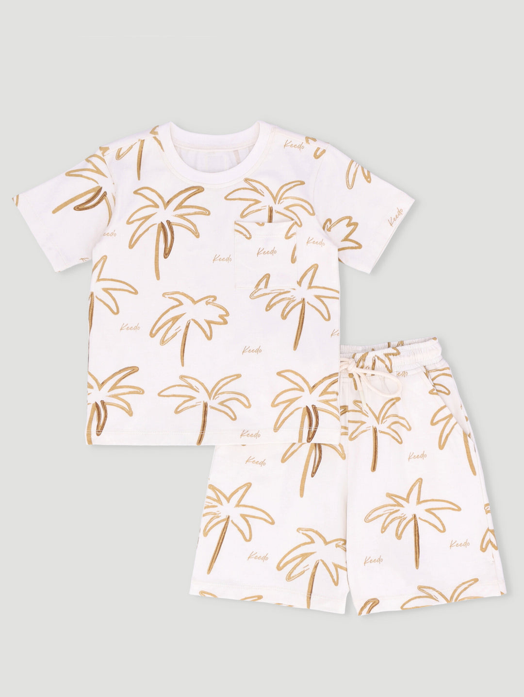 Keedo Boys Palms Tee & Short Set - Cream
