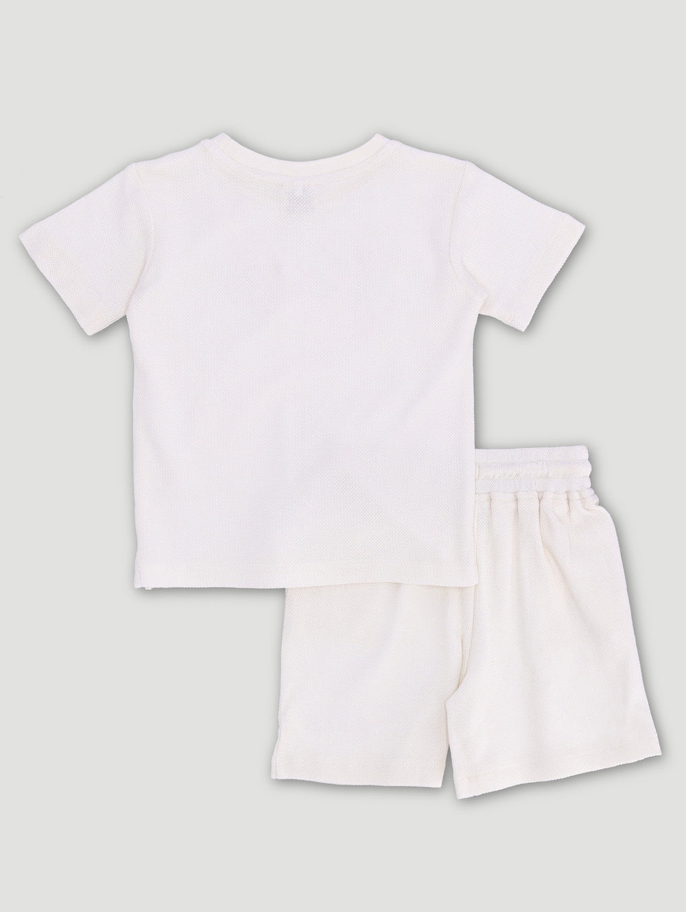 Keedo Boys Textured Tee & Shorts Set - Cream