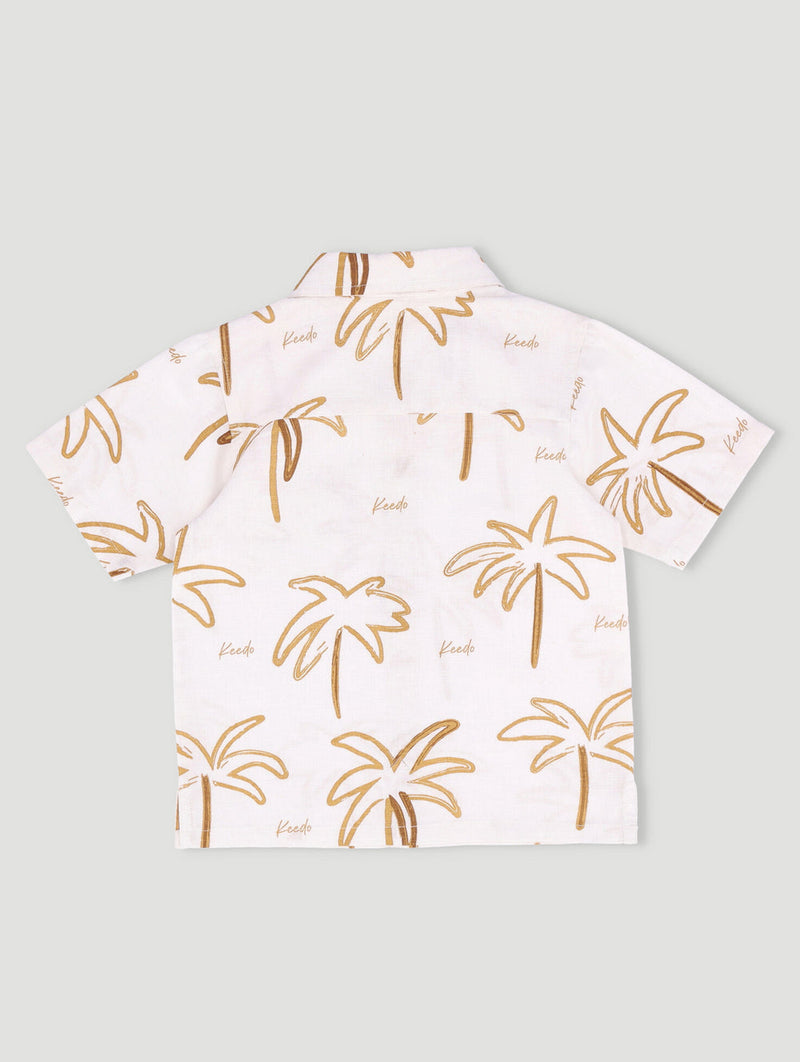 Keedo Boys Palms Resort Shirt - Cream