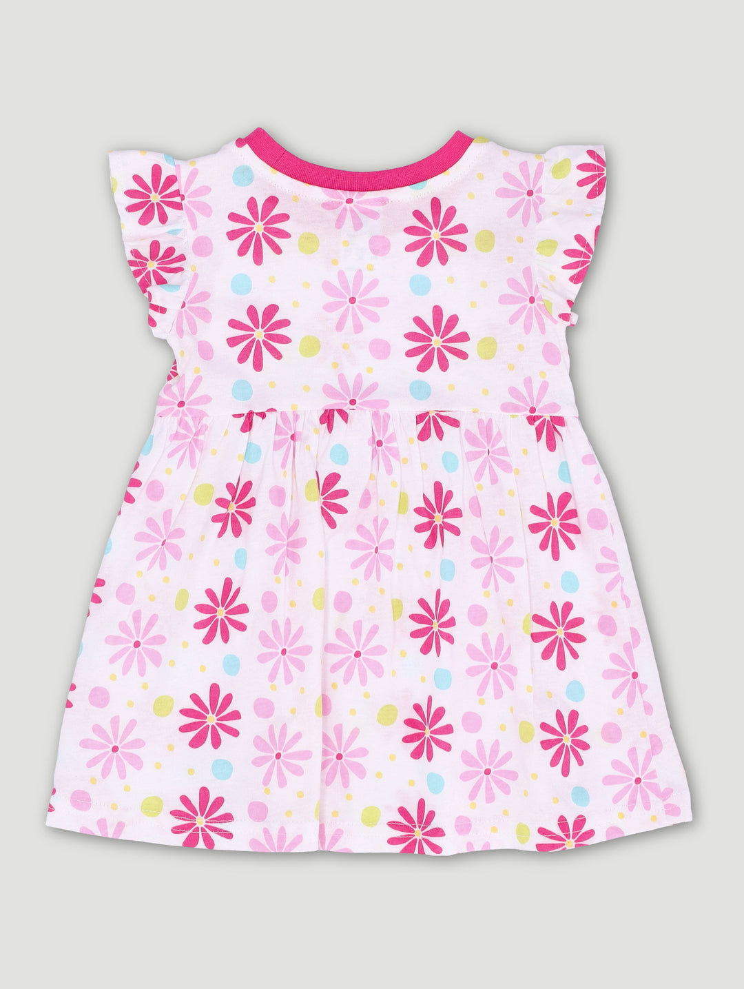 Baby Girls Floral Print Knit Dress - White