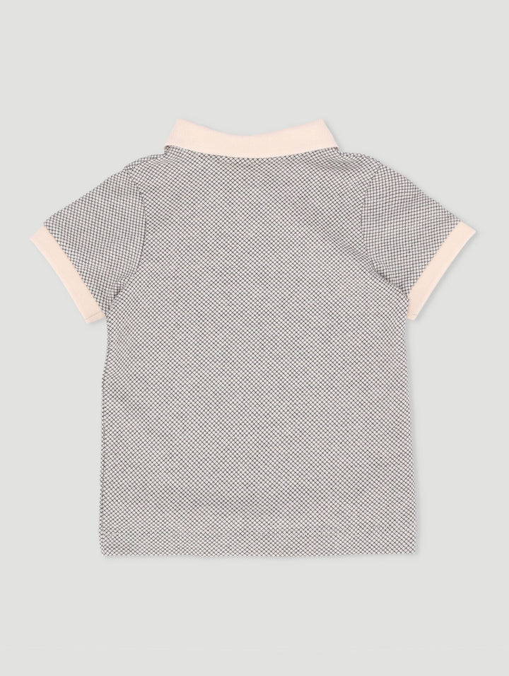 Pre-Boys Notch Polo Mini Check Golfer - Cream