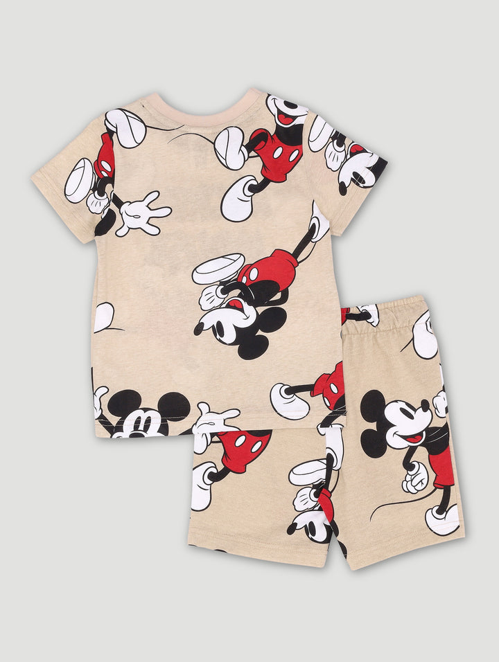 Pre-Boys Mickey Printed Short & Tee Set - Stone