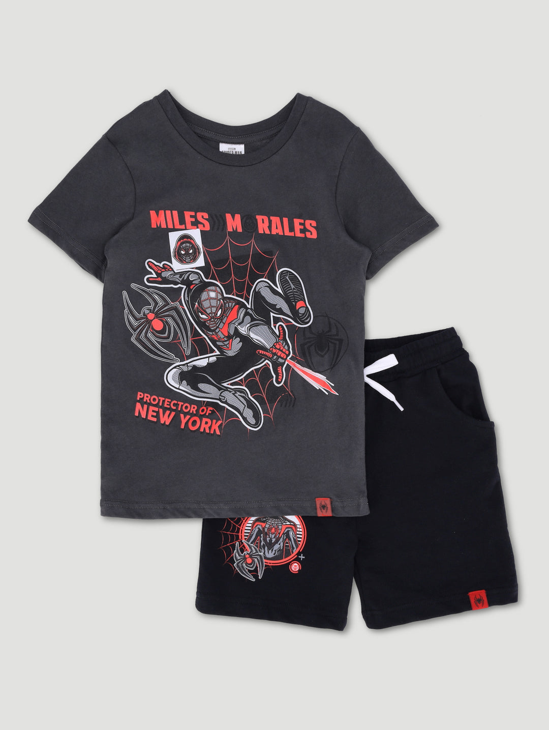 Pre-Boys Miles Morales Top & Short Set - Black/Grey