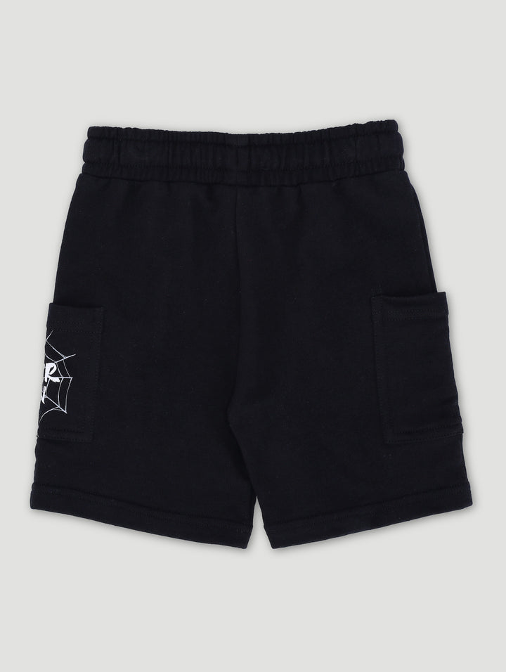 Pre-Boys Spiderman Fleece Graffiti Short - Black
