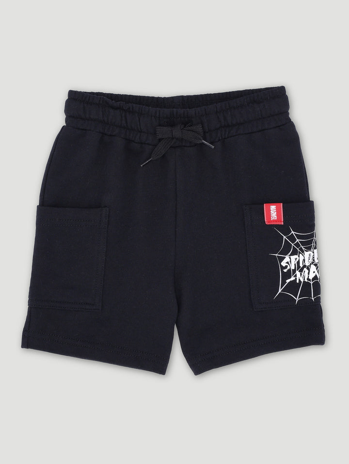 Pre-Boys Spiderman Fleece Shorts - Black
