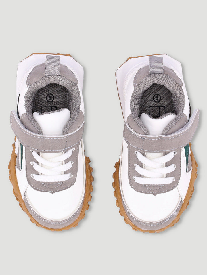 Pre-Boys Colour Block Retro Sneaker - White