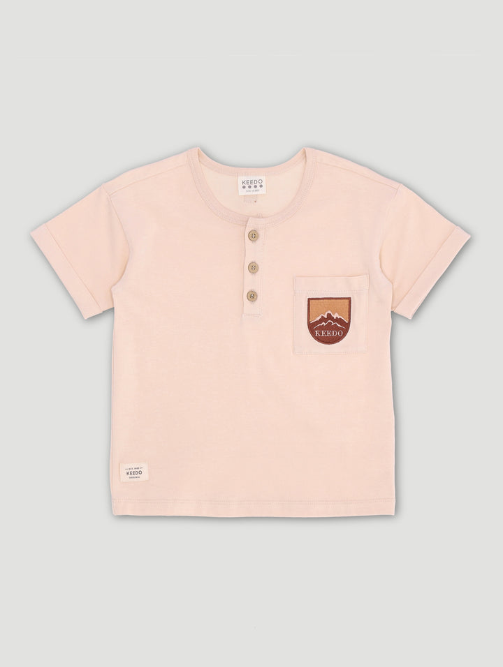 Keedo Boys Safari Henley Top - Beige