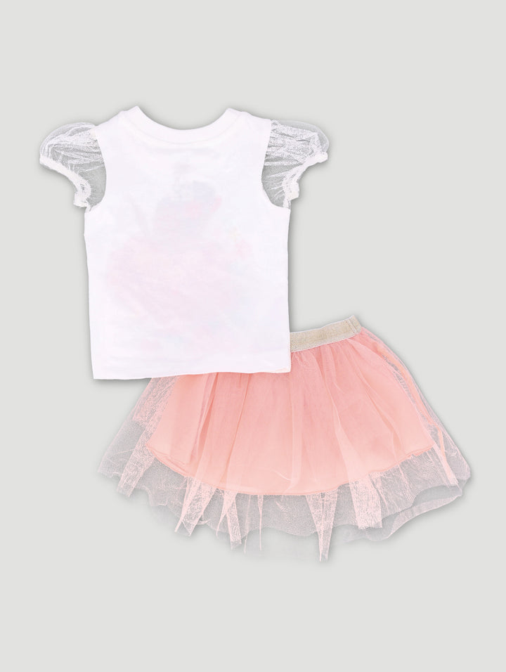 Baby Girls Ballerina Tee And Skirt Set - Peach